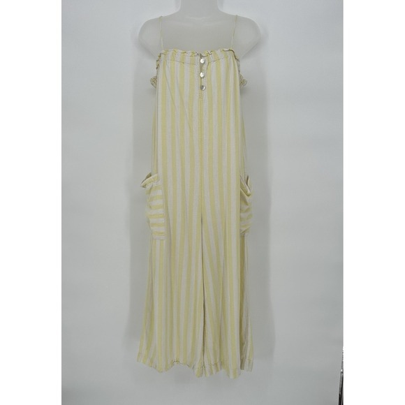 Stoney Clover x Target Jumpsuit XS Romper Yellow Striped Linen Wide Leg - Picture 2 of 9